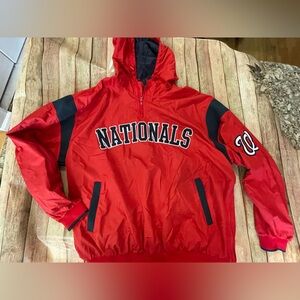 Red Washington Nationals Windbreaker Jacket XXL with Hood